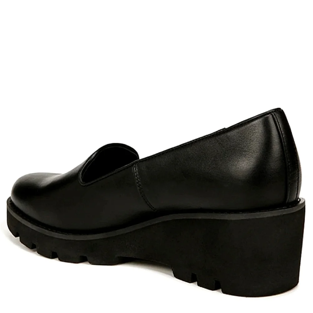 New w/Box Vionic Willa Genuine Leather Lug Sole Water Repellent Slip-On Wedges